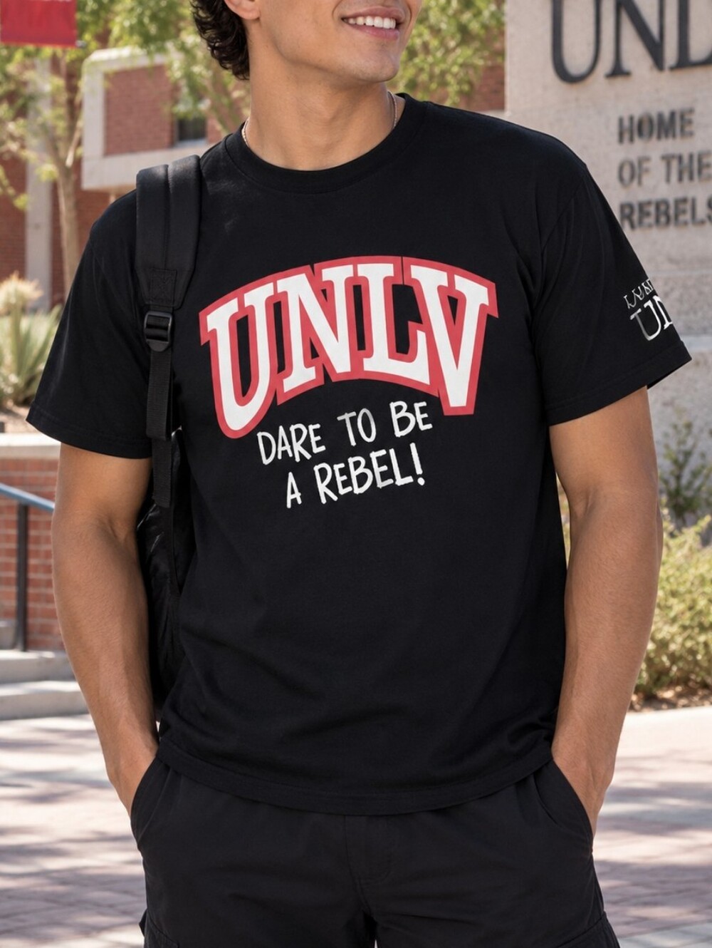 Jerzees Black UNLV Graphic Tee T-Shirt Medium Dri-Power Las Vegas #4